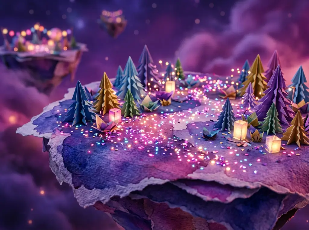 Floating Papercraft Islands