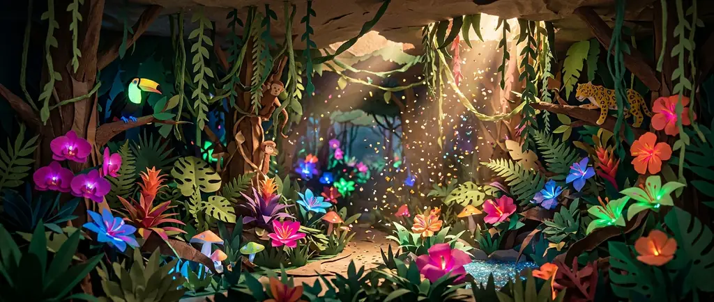 Vibrant Papercraft Canopy Background